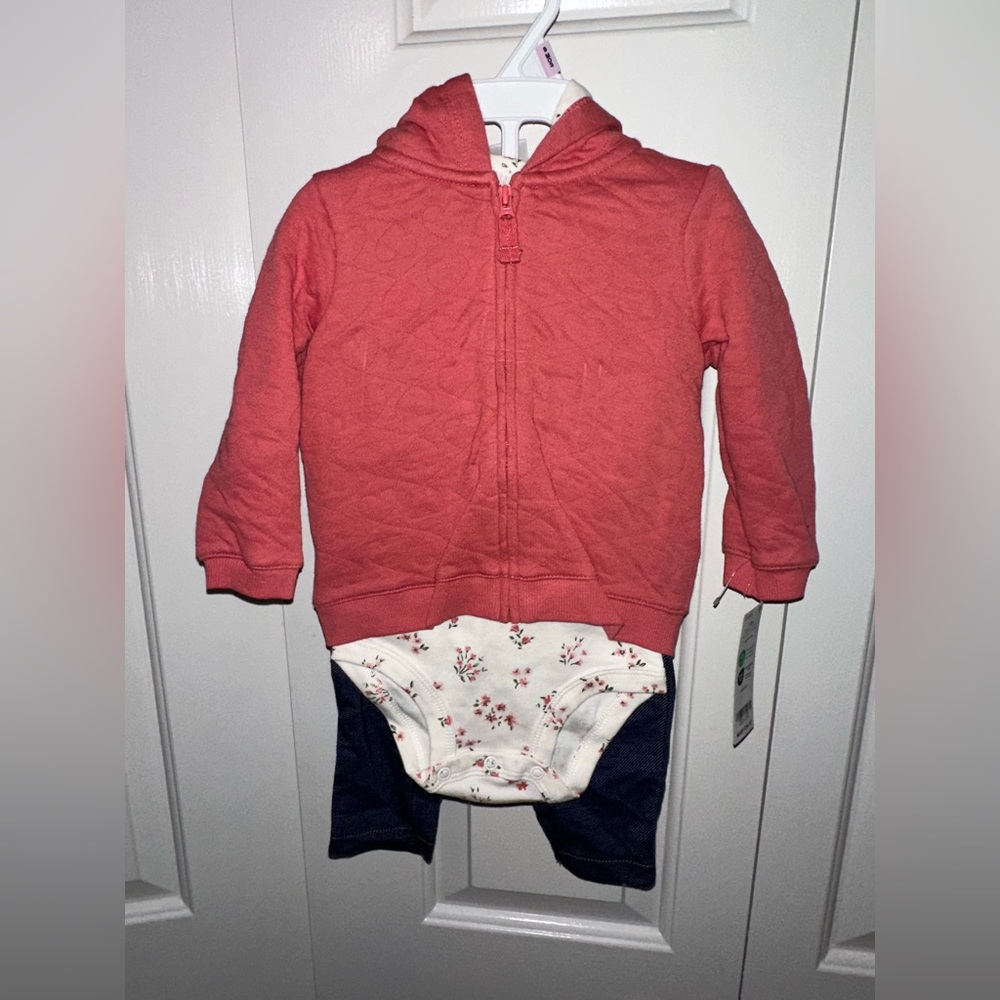 Carter's Pink Hoodie with Floral Onesie